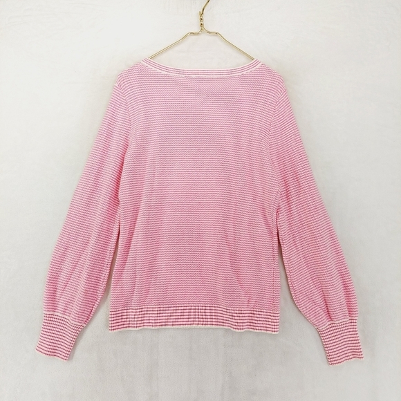 Talbots Pink & White Striped Long Sleeve Round Neck Pullover Sweater 3318 - Picture 4 of 7